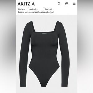 Aritzia Black Fitted Long Sleeve Bodysuit